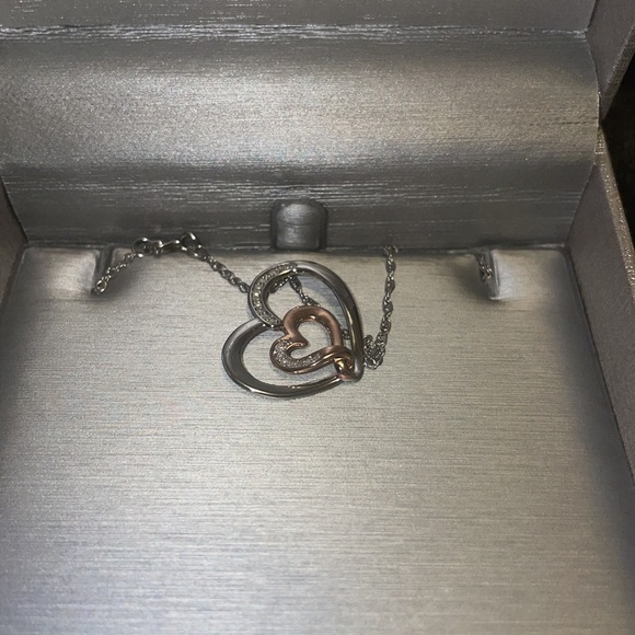 Peoples Jewellers - Very lightly used Diamond Double Heart Pendant Necklace - Picture 2 of 5